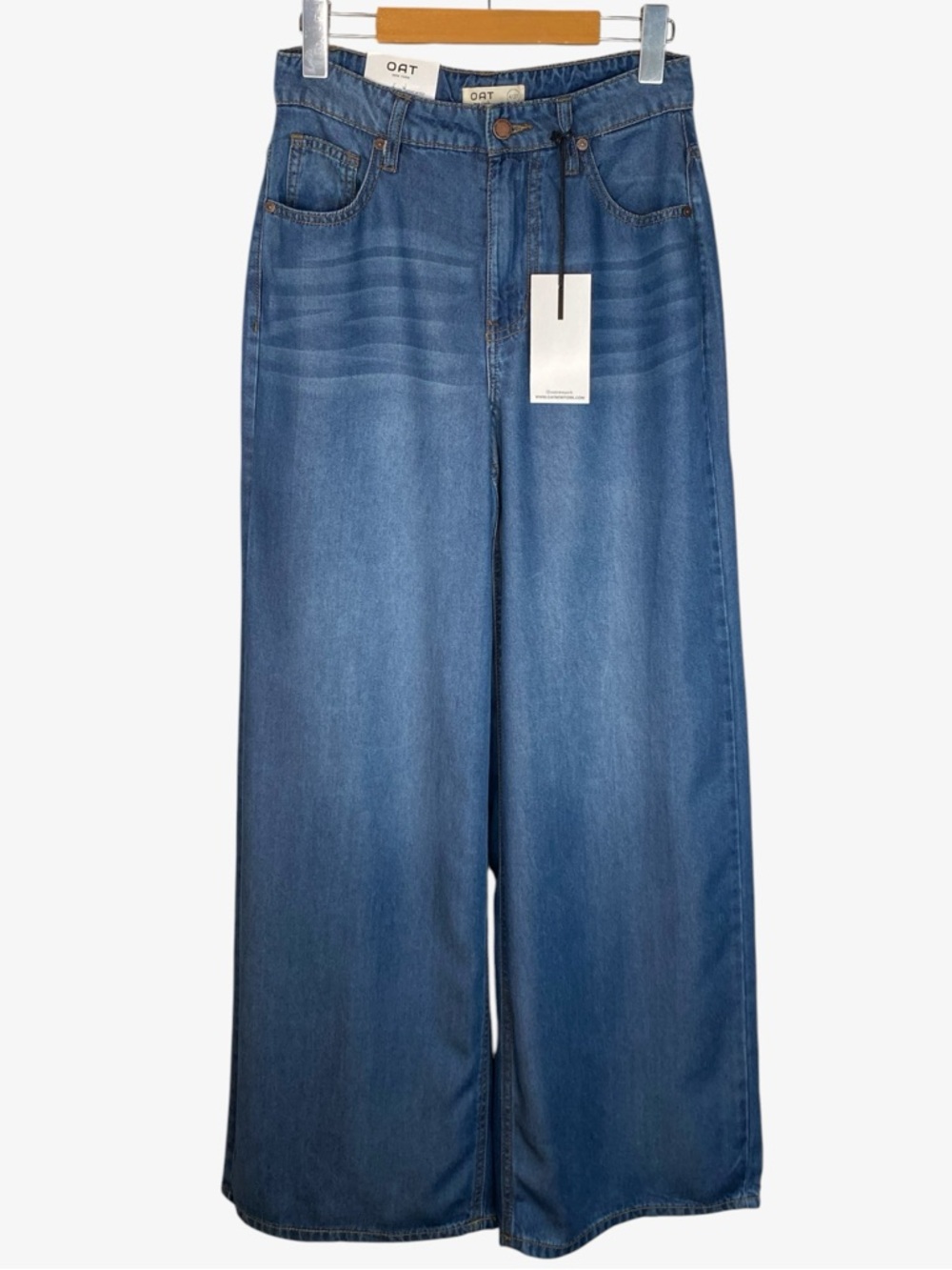 OAT NEW YORK High Rise Wide Leg Denim Jeans - Blue - Size 4/27